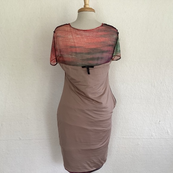 BCBGMaxAzria “Donna” ASOTV Mackenzie Morrison Rainbow Stripe Mesh Top Dress L - Picture 10 of 12